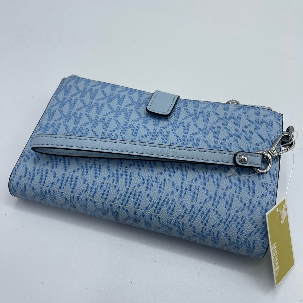 MICHAEL KORS JST Lg Double Zip Signature Logo Wristlet Wallet 
Pale Ocean 
NWT - Picture 14 of 16